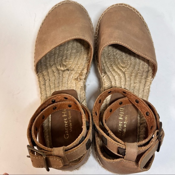 Garnet Hill Womens Espadrille Margo Studded Straps Wrap Sandals Sz 37Tan Leather - Picture 6 of 16